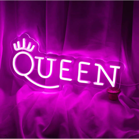 Adorable Bright Pink Glam Queen Crown LED Night Light Room Wall Decoration