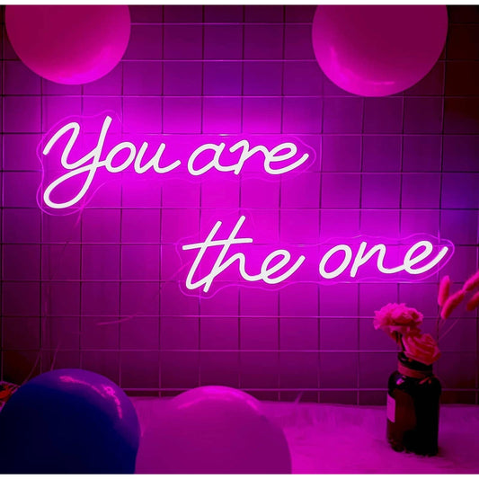 Lovely Bright Pink “You are the One” LED Night Light Romantic Room Wall Decor