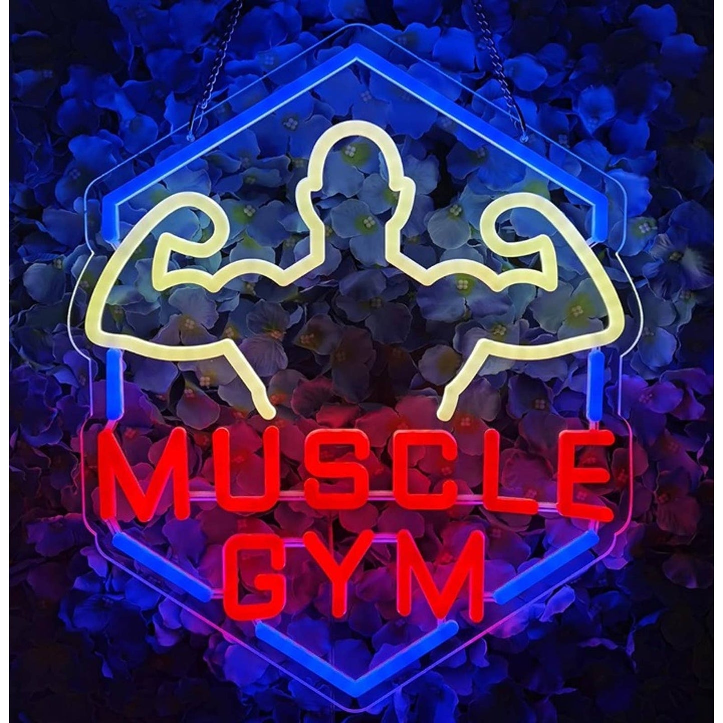 Bright Strong Man Muscle Gym LED Light Fitness Exercise Workout Wall Decor