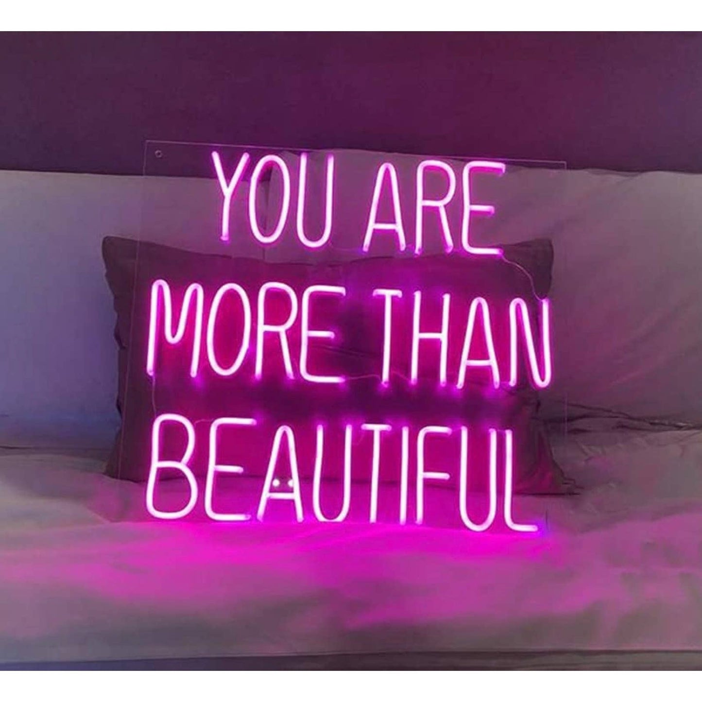 Lovely Large Bright Pink “You Are More Than Beautiful” LED Night Light Gift Wall
