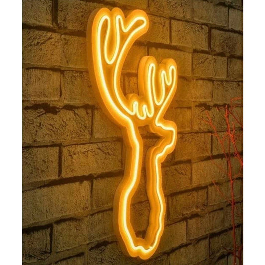 Lovely Bright Yellow Deer Antler LED Night Light Room Wall Decoration