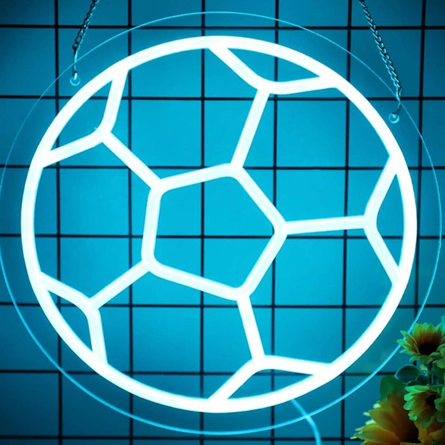 Vivid Fun Bright Blue SoccerBall LED Night Light Sports Room Decor