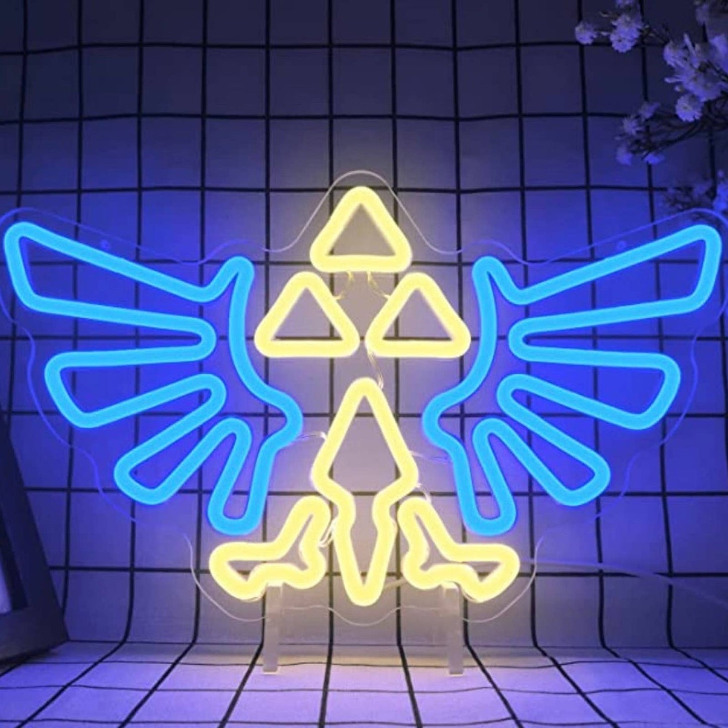 Fun Bright Blue The Legend of Zelda Tri-Force Symbol LED Light Game Room Decorat