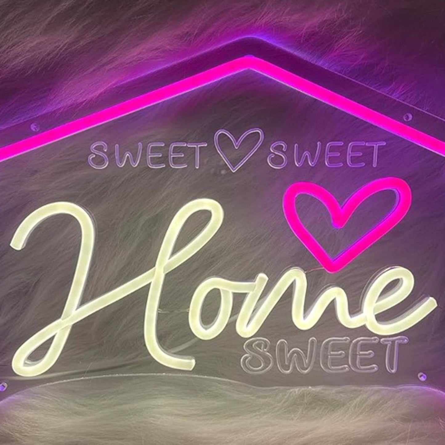 Lovely Vivid Bright Pink Outline Home Sweet Home LED Night Light Room Decor