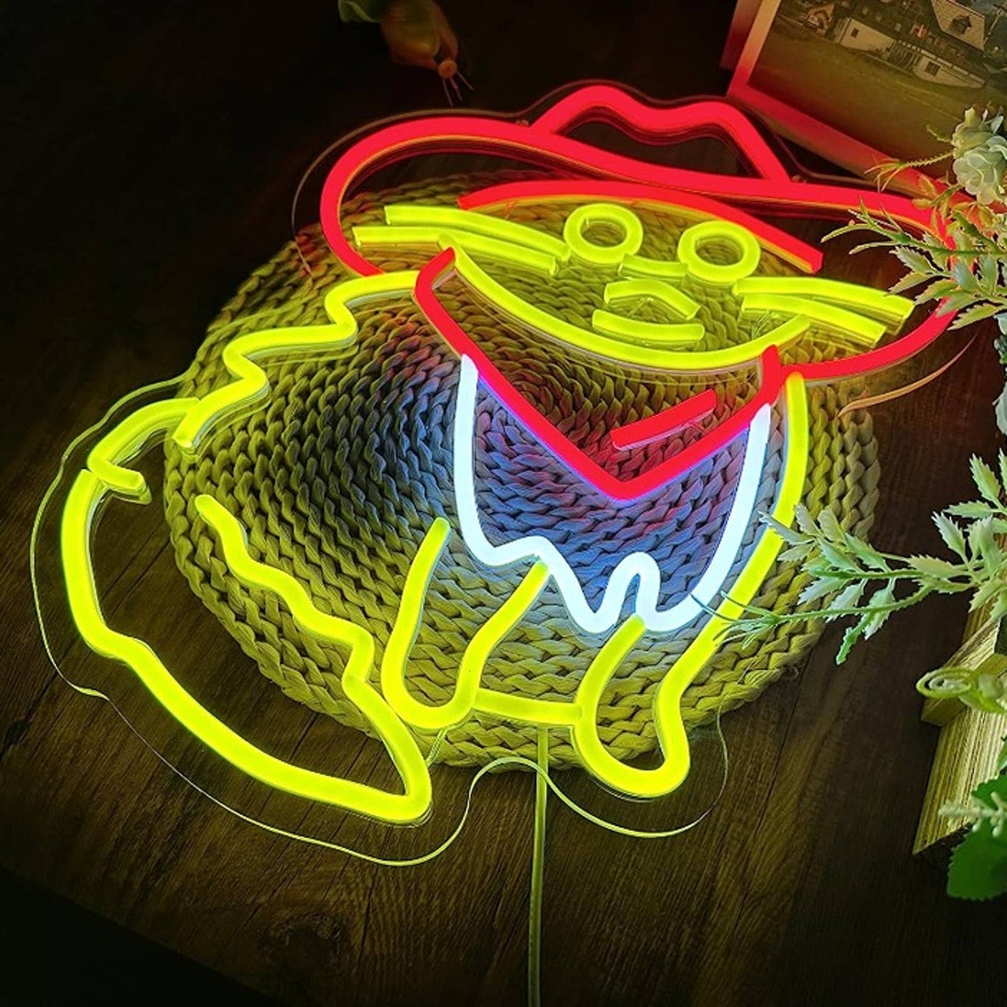 Fun Bright Red CowBoy Kitty Cat LED Night Light Room Wall Decoration
