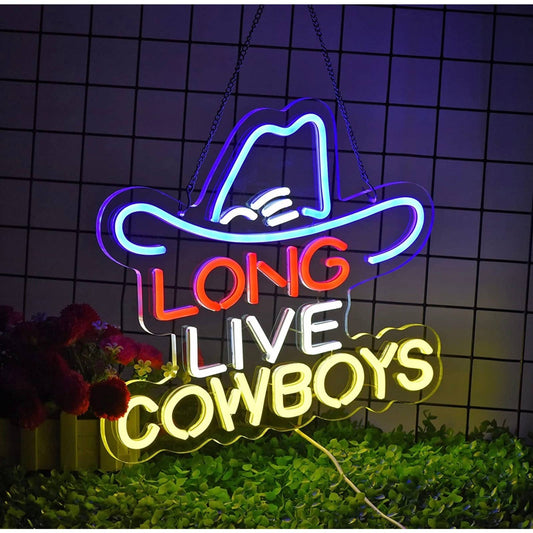 Fun Vivid Bright “Long Live Cowboys” LED Night Light Room Wall Decoration