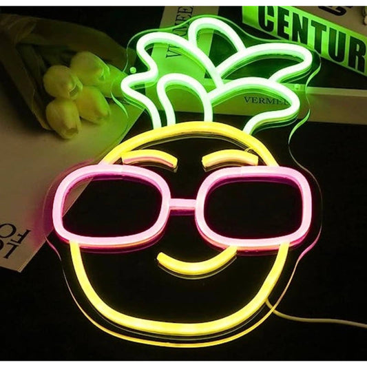Funny Vivid Bright Cool Pineapple in Sunglasses LED Night Light Vacation Decorat