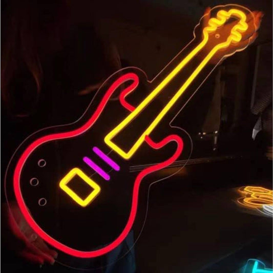 Fun Bright Red / Yellow Electric Guitar LED Night Light Music Concert Wall Decor