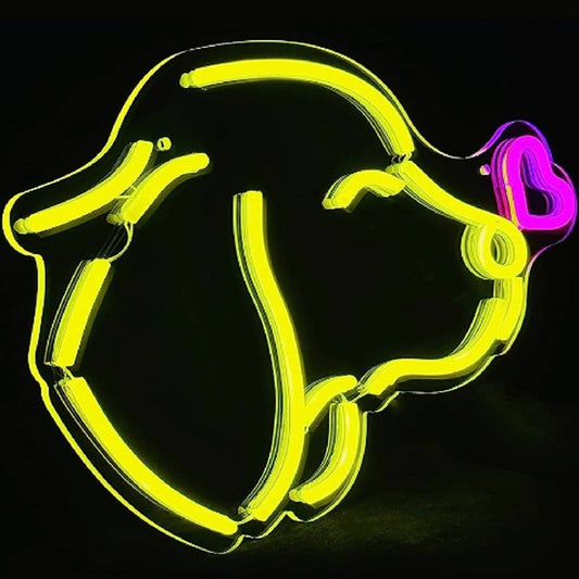 Adorable Bright Labrador Puppy Dog Love Heart LED Night Light Room Wall Decor