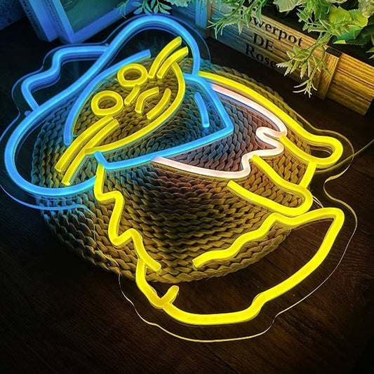 Fun Bright Blue Cow Boy Kitty Cat LED Night Light Room Wall Decoration