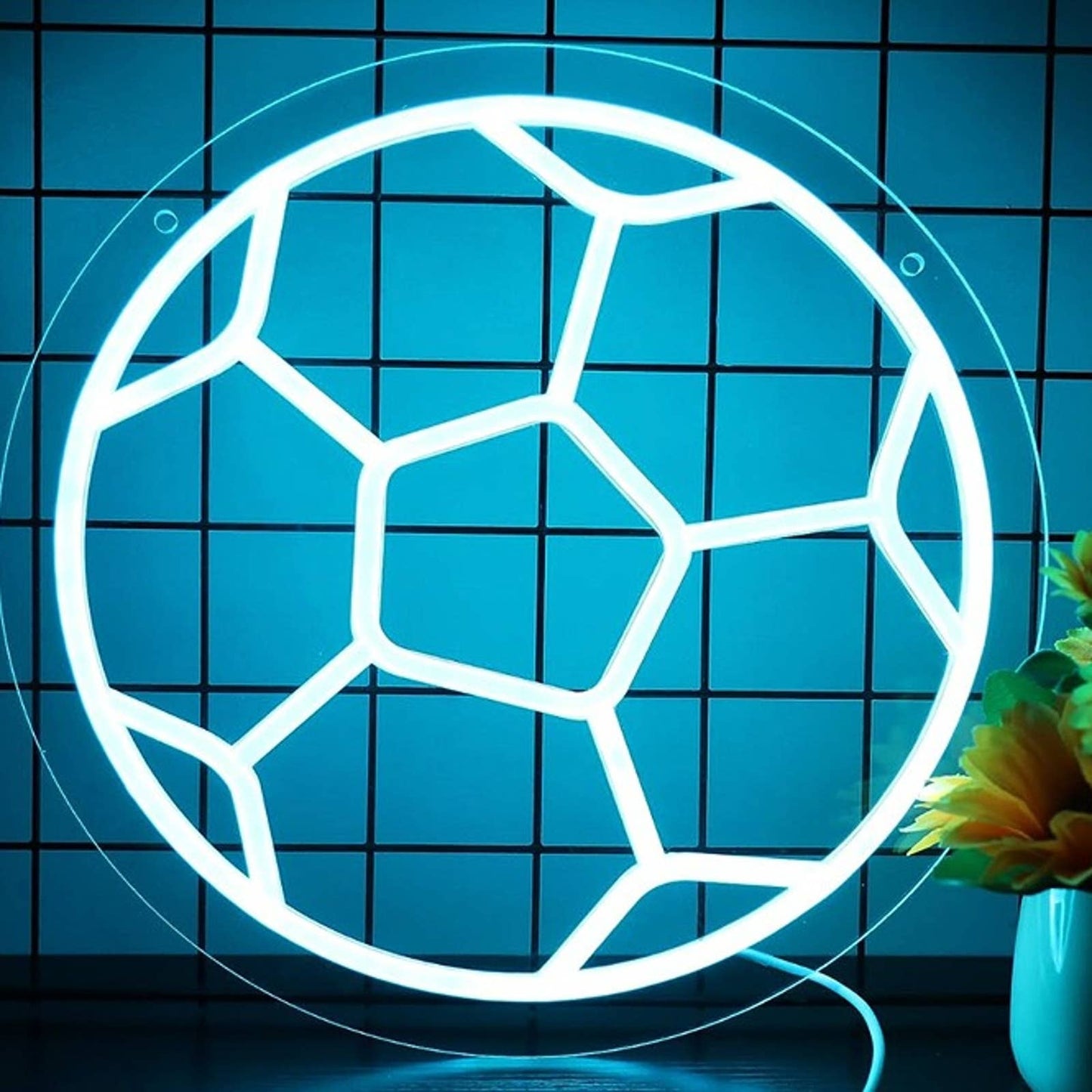 Vivid Fun Bright Blue SoccerBall LED Night Light Sports Room Decor