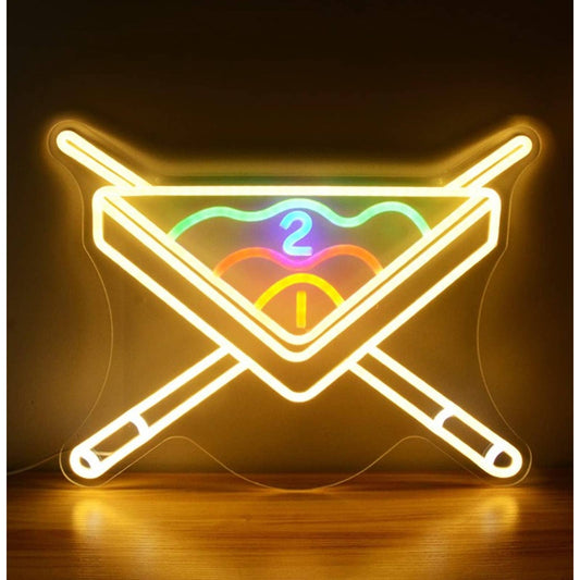 Fun Vivid Bright Pool Ball, Stick & Triangle Billiards LED Light Game Room Decor