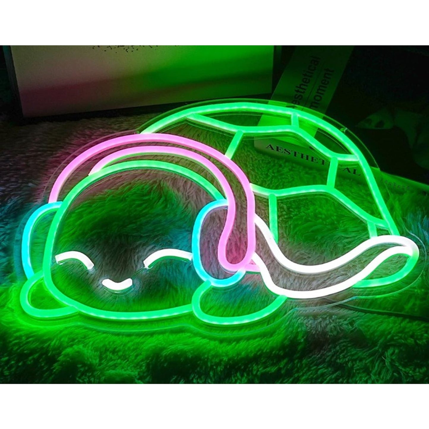 Adorable Bright Baby Turtle Listening to Music LED Night Light Room Wall Decor
