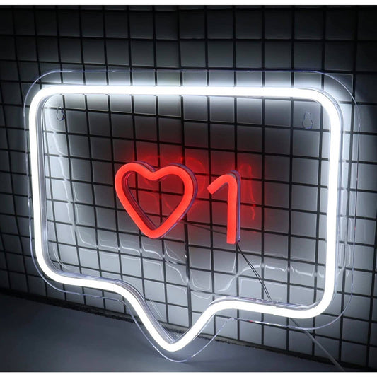 Lovely Bright White / Red Instagram Love Like Heart LED Night Light Social Media