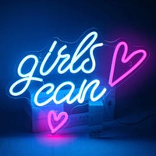 Lovely Vivid Bright “Girls Can” LED Night Light Room Wall Decoration
