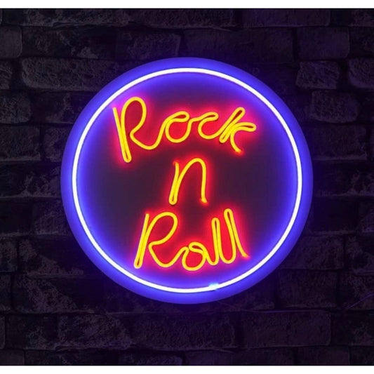 Fun Bright Red / Blue Rock and Roll LED Night Light Room Wall Party Decoration