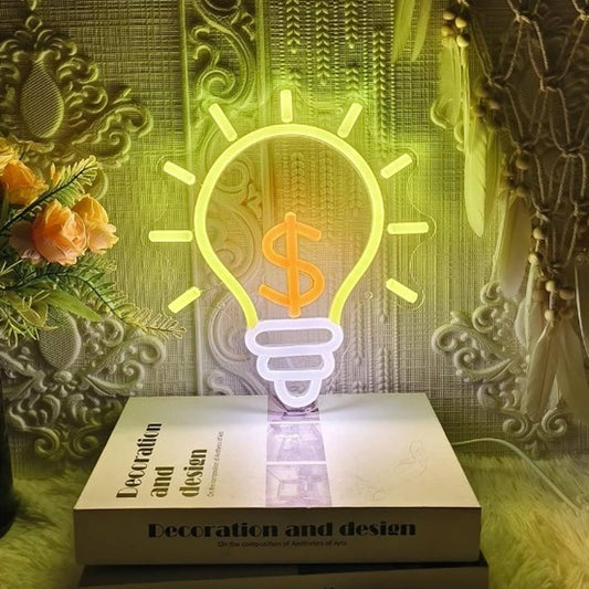 Fun Vivid Bright Money Idea Light Bulb LED Night Light Room Wall Decor
