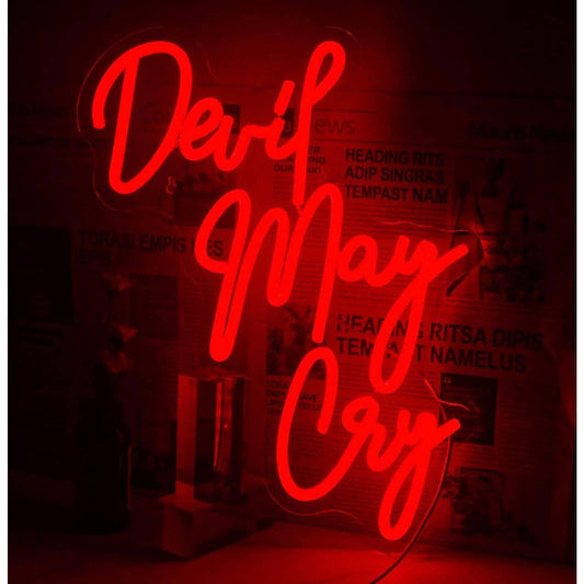 Fun Bright Red Devil May Cry Video Game LED Night Light Gamer Room Wall Arcade D