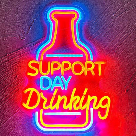 Fun Bright Support Day Drinking Beer Bar LED Night Light Room Wall Decoration