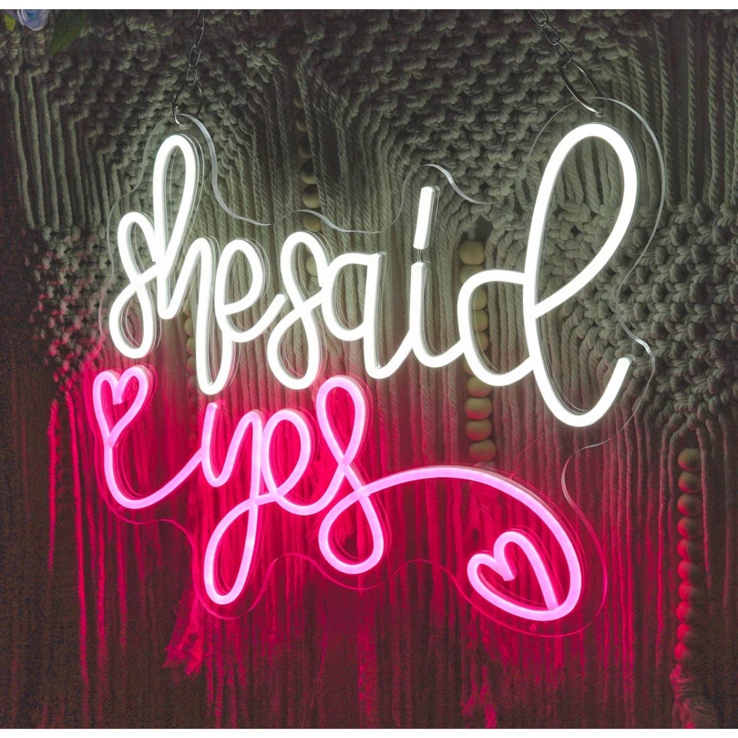 Lovely Large Bright “She Said Yes” Hearts LED Light Wedding Marriage Celebration