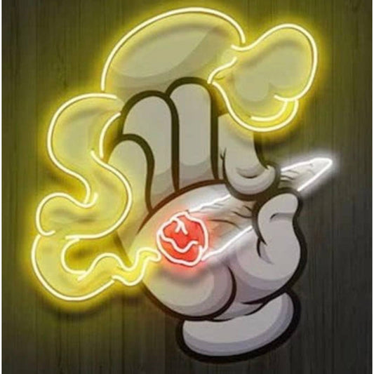 Fun Bright Cartoon Smoking Hand LED Night Light Room Wall Decoration