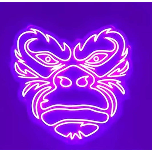 Cool Bright Purple Gorilla Face LED Night Light Room Wall Art Decor
