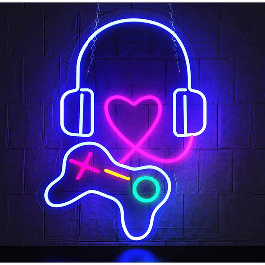 Fun Bright Colorful Gamer Headphones & Controller LED Night Light Game Room Deco