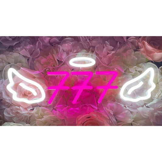 Lovely Vivid Bright Triple 7 Halo Angel Wings LED Night Light Game Room Decor