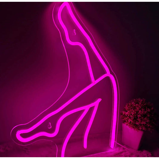 Lovely Bright Hot Pink Lady Legs LED Night Light Room Wall Decoration