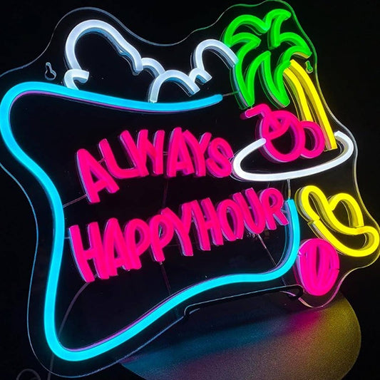 Fun Bright “Always Happy Hour” Cloud Palm Tree Coconut Drink LED Night Light