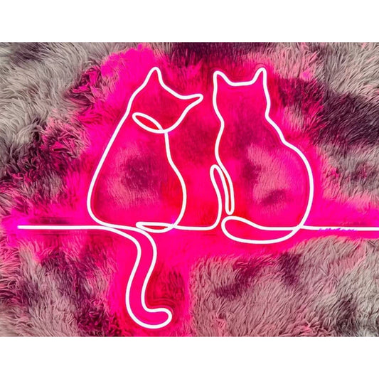Adorable Bright Pink Kitty Cat LED Night Light String Wall Art Room Decorations