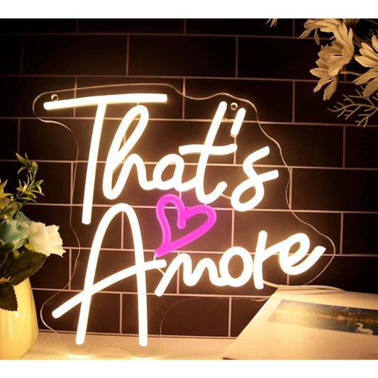 Lovely Warm Bright “That’s Amore” Love Pink Heart LED Light Room Wall Decor
