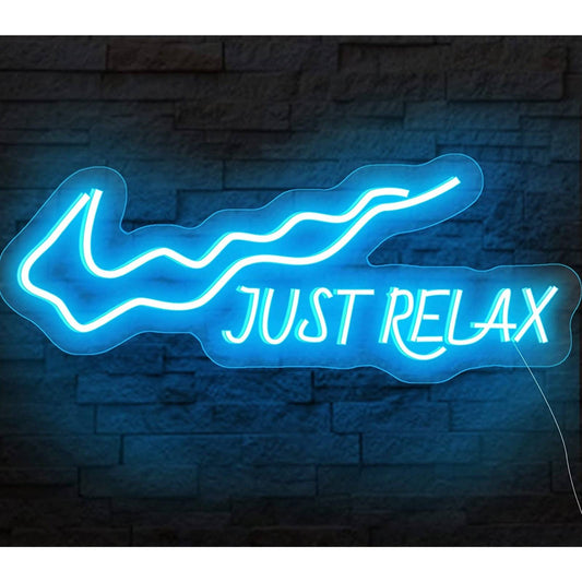 Bright Blue Just Relax Wavy Nike Logo LED Night Light Room Wall Decoration