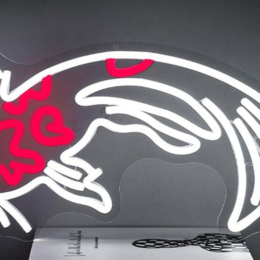 Vivid Bright White/Red Japanese Koi Fish LED Night Light Room Wall Decor