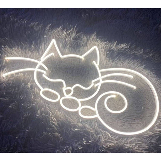 Lovely Bright Cool White Resting Kitty Cat LED Night Light Room Wall Decoration