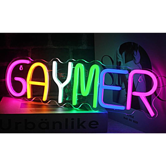 Vivid Bright Rainbow Gaymer LED Night Light Pride Game Room Decor