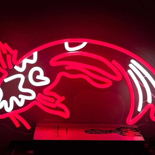 Vivid Bright Red/White Japanese Koi Fish LED Night Light Room Wall Decor