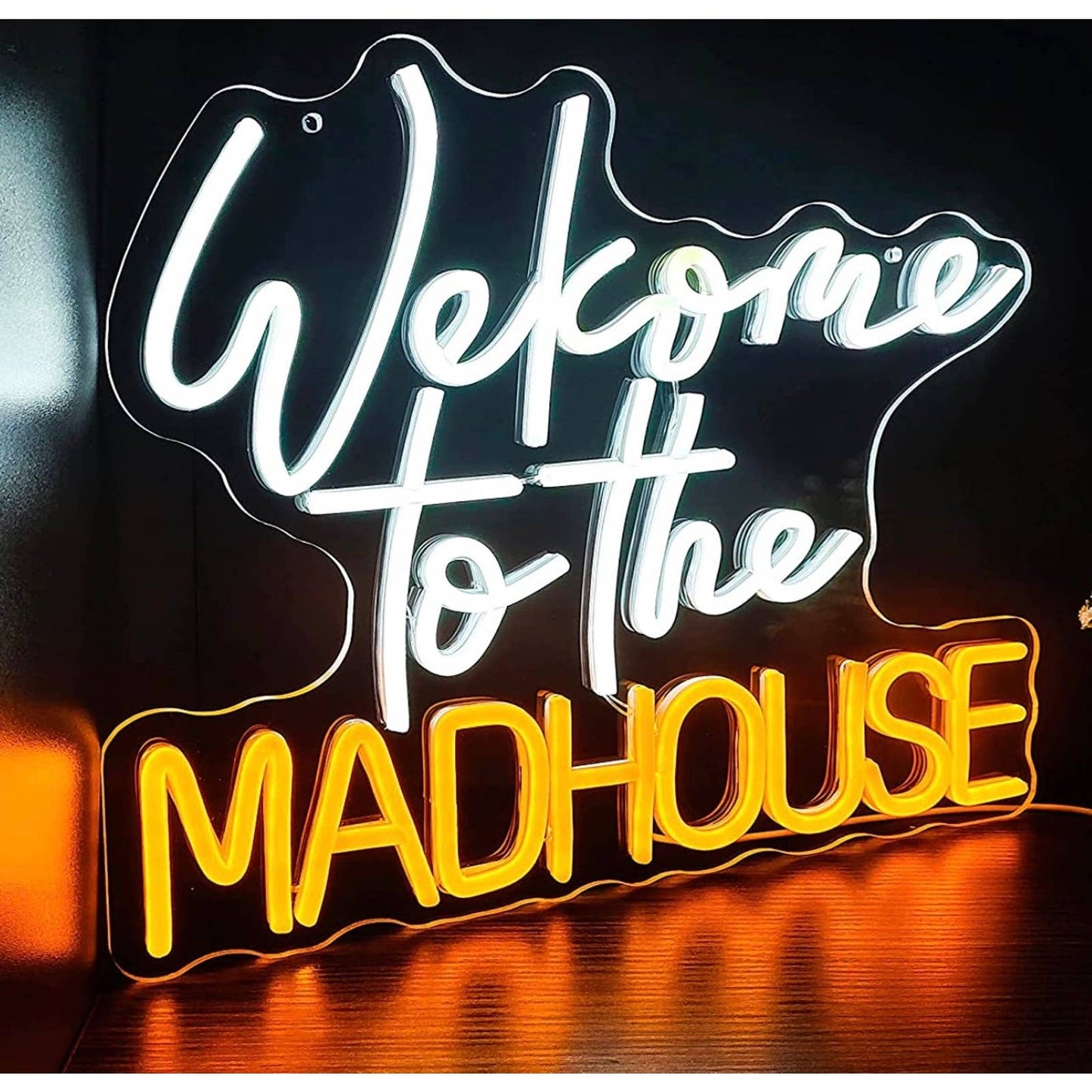 Fun Bright Multicolor “Welcome to the Madhouse” LED Night Light Room Wall Decor