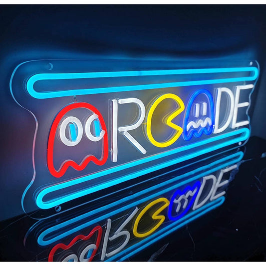 Large Bright Colorful Unique Retro Arcade LED Night Light Sign Game Room Wall De