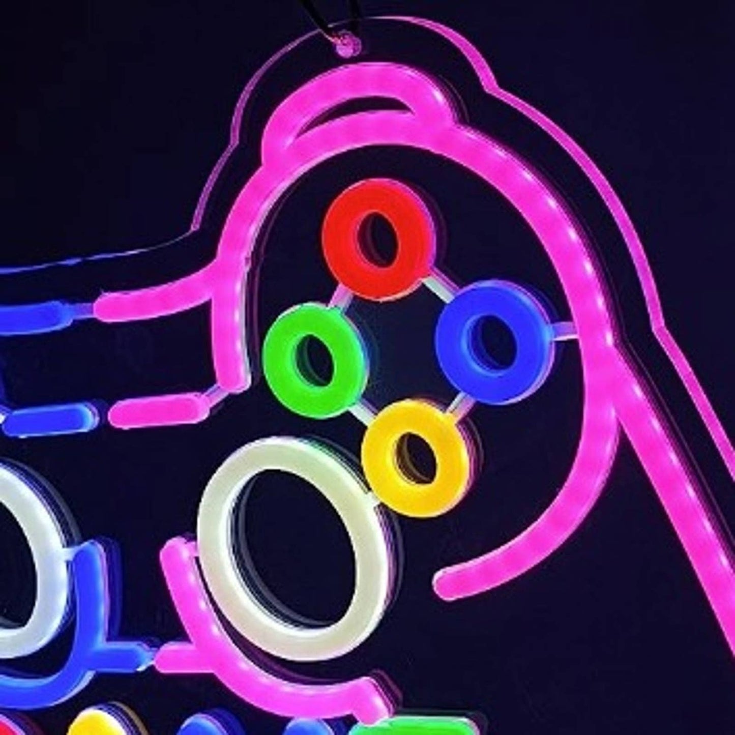 Fun Vivid Bright Pink/Blue Rainbow Game Controller LED Night Light Gamer Decor