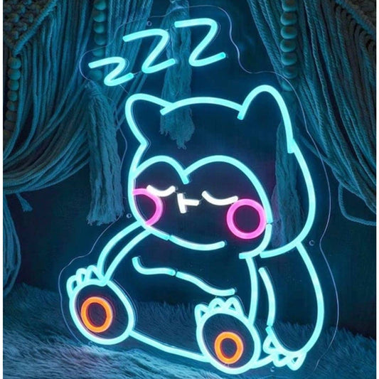 Cute Bright Blue Sleeping Baby Snorlax LED Night Light Pokemon Room Wall Decorat
