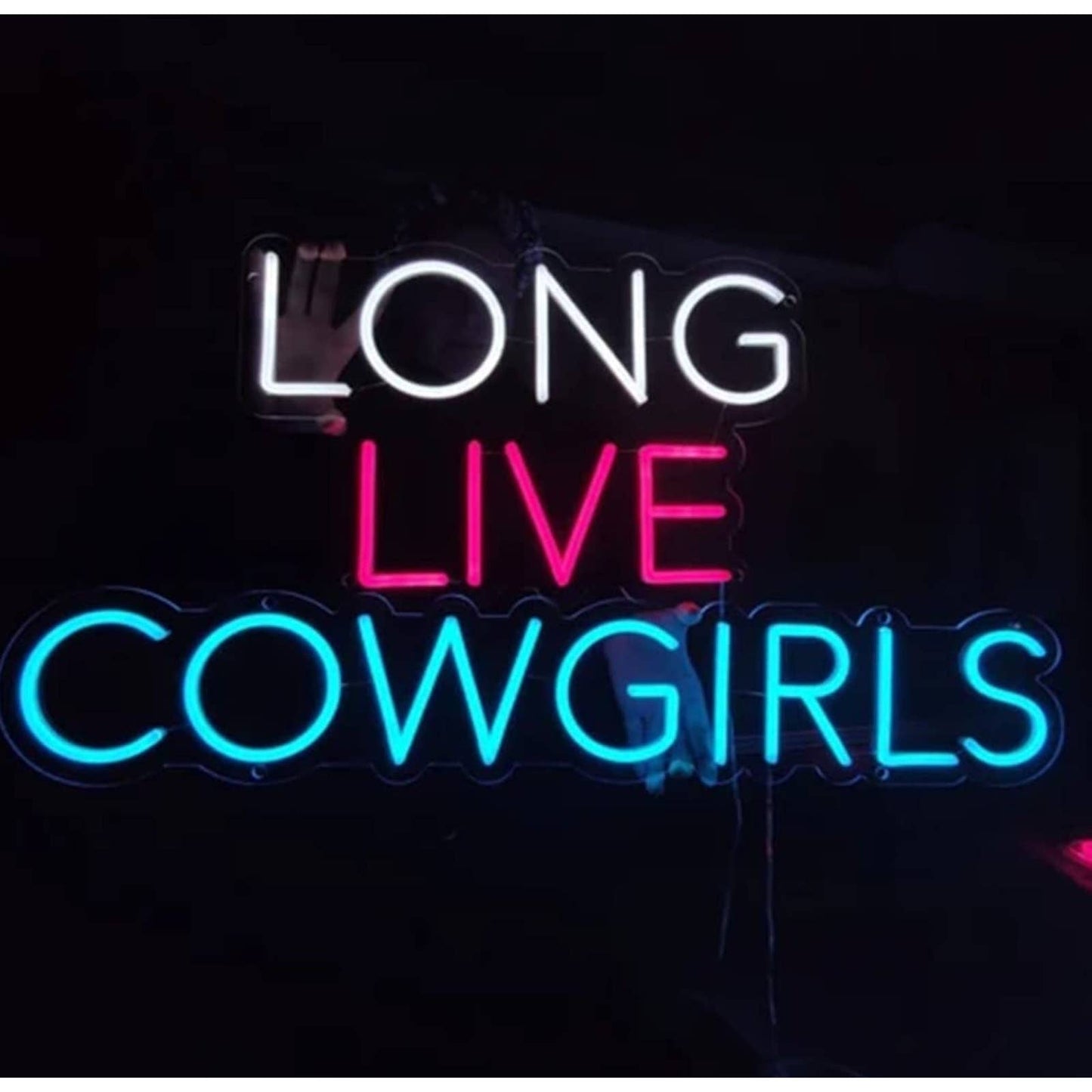 Fun Bright Pink Blue White Cowgirls LED Night Light Room Wall Decoration