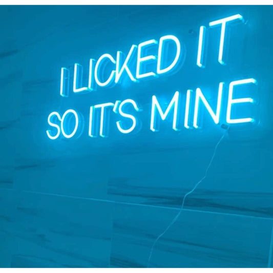 Funny Bright Blue “I Licked It So It’s Mine” LED Night Light Room Wall Decoratio