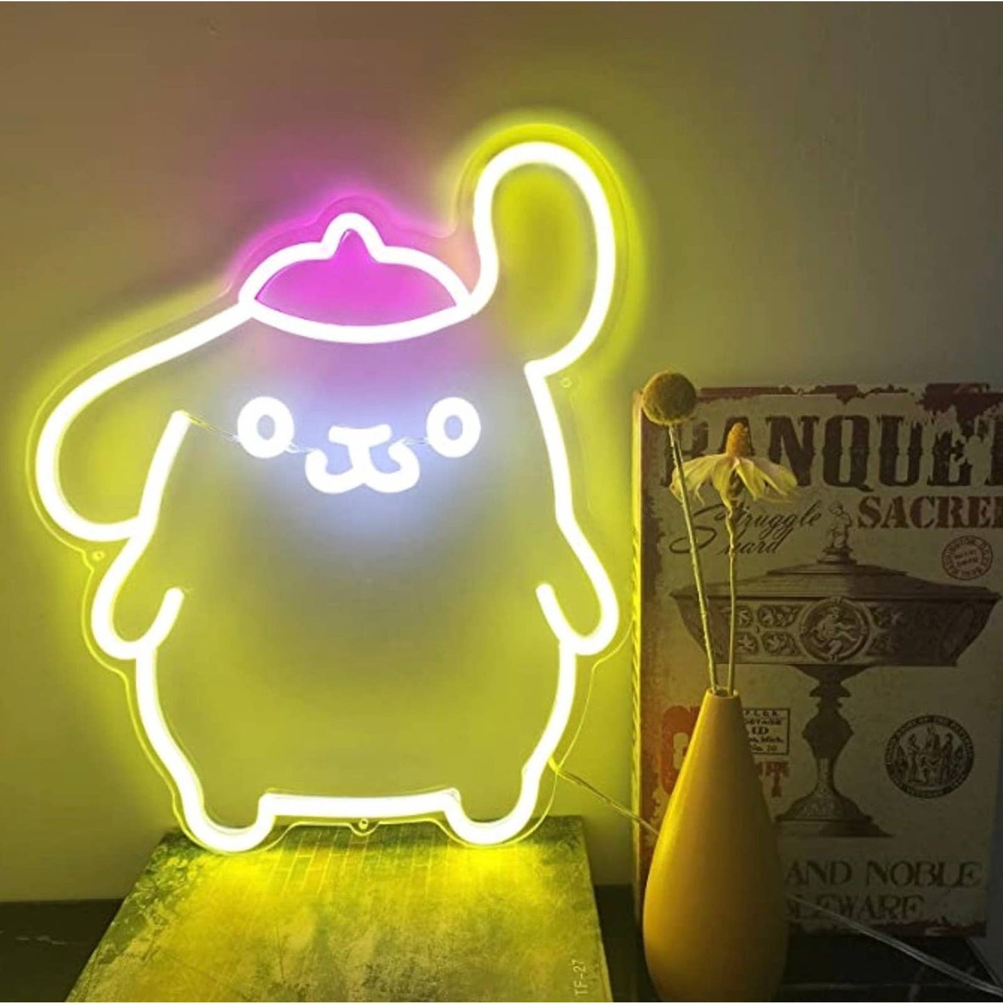 Cute Bright Yellow Pom Pom Purin Anime LED Night Light Anime Japan Room Wall Dec