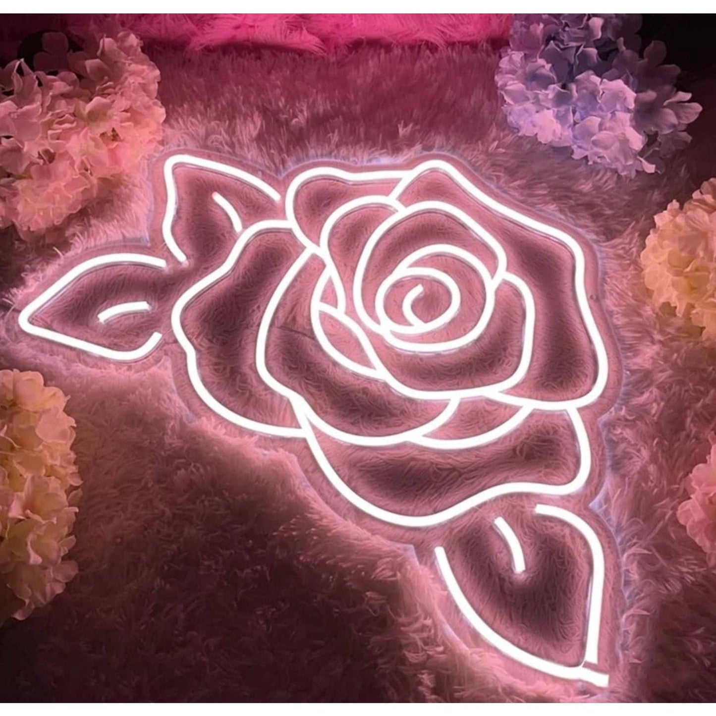 Adorable Bright Soft Pink Rose LED Night Light Love Room Wall Art Decoration
