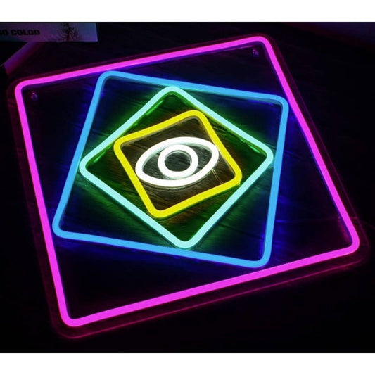 Mesmerizing Colorful Square Eye LED Night Light Room Wall Art Decoration