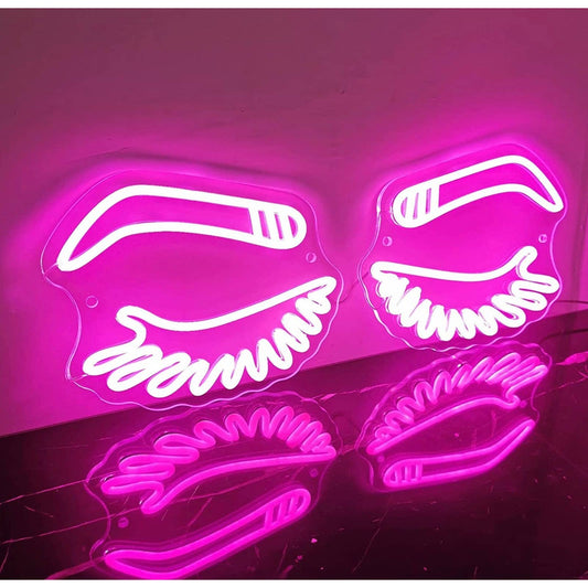 Lovely Bright Pink Glamorous Eye Lashes LED Night Light Room Wall Decoration
