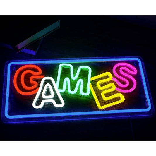 Fun Bright Rainbow GAMES LED Night Light Game Room Arcade Decoration