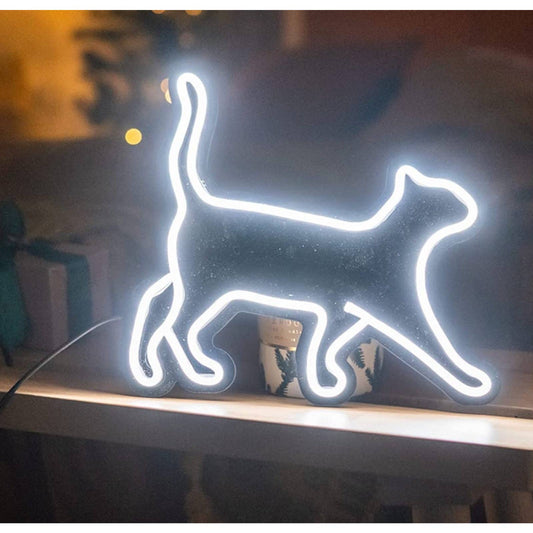 Adorable Bright White Prancing Kitty Cat LED Night Light Room Wall Decor