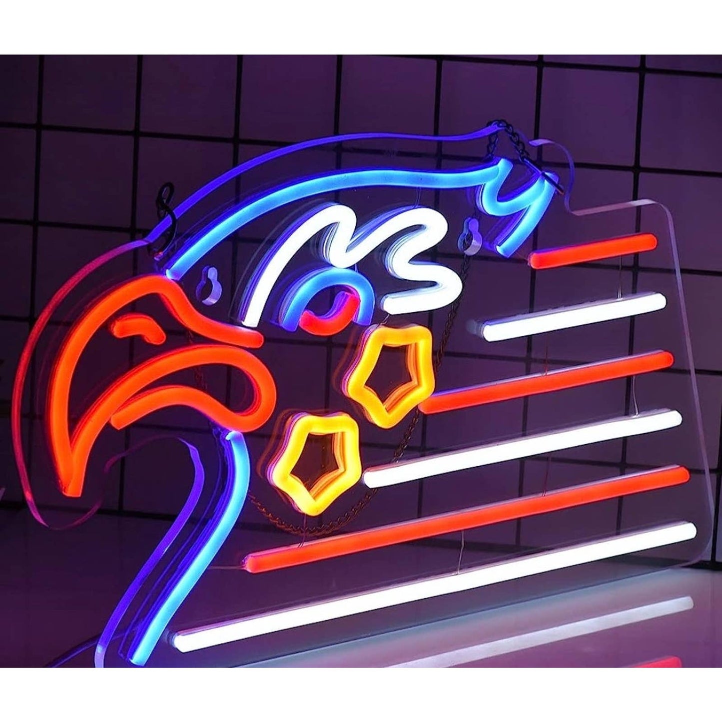 Vivid Bright USA Eagle Star Flag LED Night Light Room Wall Decoration